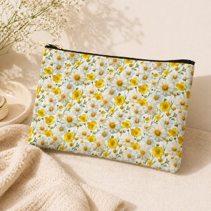 Bolsito Accesorio Pequeño Patrón de flores silvestres acuarela amarilla