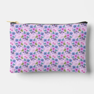Bolsito Accesorio Pequeño Patrón de flores violetas azules rosadas florales-