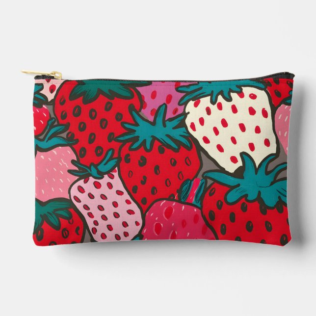 Bolsito Accesorio Pequeño patrón de fresa (Anverso)
