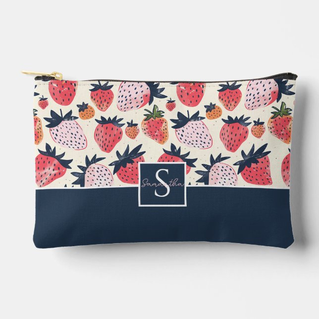 Bolsito Accesorio Pequeño Patrón de fresa de Personalizado suave (Anverso)