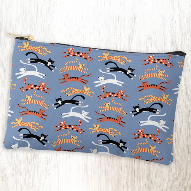 Bolsito Accesorio Pequeño Patrón de gato de Fun Kitty (Fun kitty cat pattern cosmetic stationery or accessory zip pouch)