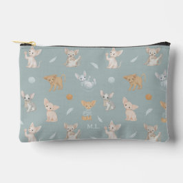 Bolsito Accesorio Pequeño Patrón de gato Sphynx azul polvoriento Monograma p