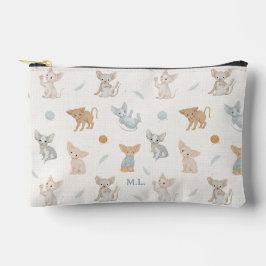 Bolsito Accesorio Pequeño Patrón de gato Sphynx lindo, viaje con monograma p