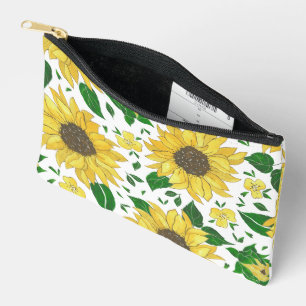 Bolsito Accesorio Pequeño Patrón de girasol acuarela 