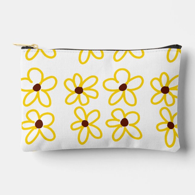 Bolsito Accesorio Pequeño Patrón de girasol amarillo marrón flor floral boho (Anverso)