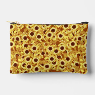 Bolsito Accesorio Pequeño Patrón de girasol, dorado, amarillo y marrón