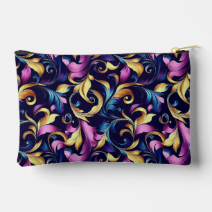 Bolsito Accesorio Pequeño Patrón De Giro Rosado, Azul, Oro, Hoja