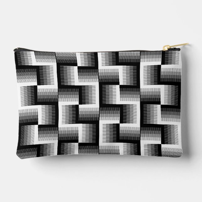 Bolsito Accesorio Pequeño Patrón de gradiente de sierra en blanco y negro (Reverso )