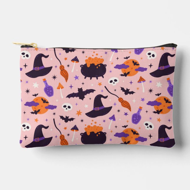 Bolsito Accesorio Pequeño Patrón de Halloween púrpura y rosa (Anverso)