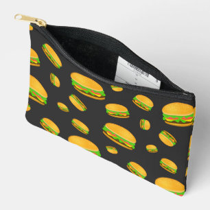 Bolsito Accesorio Pequeño Patrón de hamburguesa divertida y rica gris oscuro