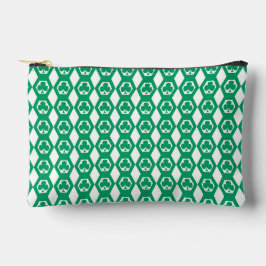 Bolsito Accesorio Pequeño Patrón de Hexágono Blanco Verde Trébol Pequeño