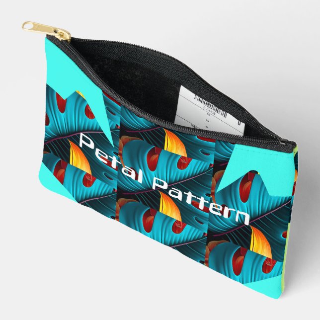 Bolsito Accesorio Pequeño Patrón de hoja de palma verde (Abierto)