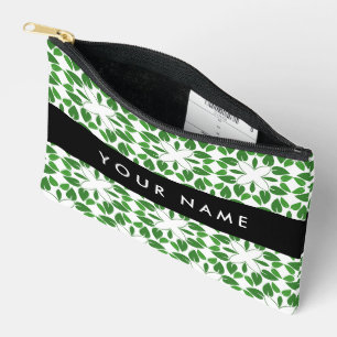 Bolsito Accesorio Pequeño Patrón de Hoja, Hojas Verdes, Tu Nombre