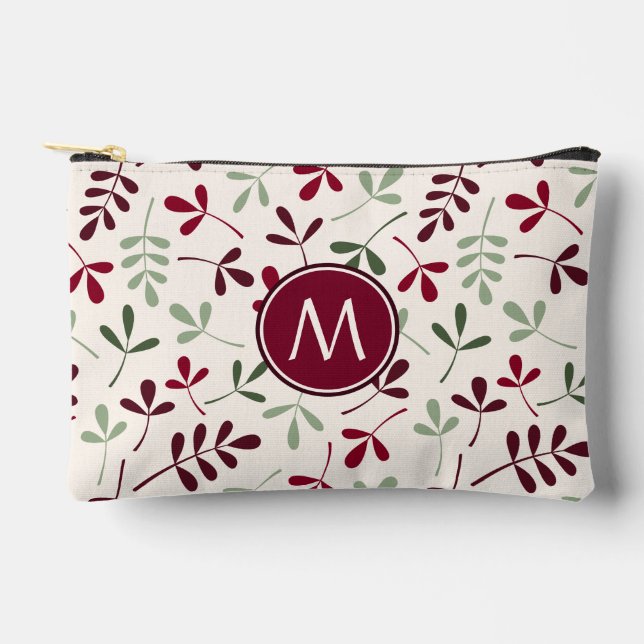 Bolsito Accesorio Pequeño Patrón De Hojas Assted Reds Grns Crm (Personalizad (Anverso)