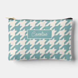 Bolsito Accesorio Pequeño Patrón de Houndstooth azul verde personalizado