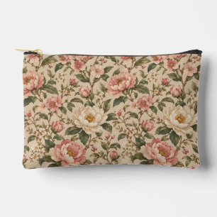 Bolsito Accesorio Pequeño Patrón de jardín de peonía y rosa romántica vintag
