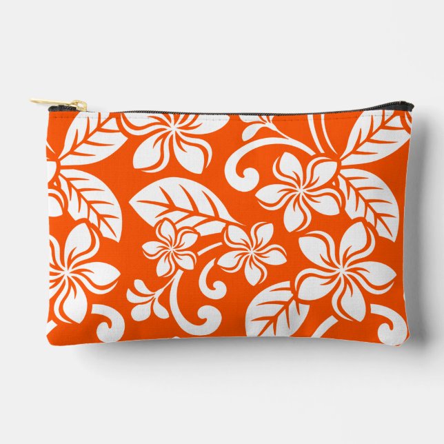 BOLSITO ACCESORIO PEQUEÑO PATRÓN DE LA ISLA PLUMERIA EN MUY NARANJA (Anverso)