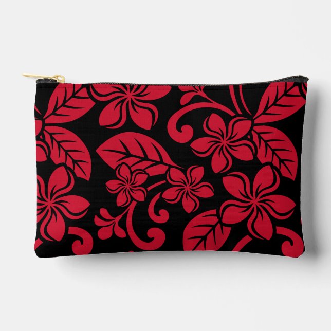 BOLSITO ACCESORIO PEQUEÑO PATRÓN DE LA ISLA PLUMERIA EN NEGRO/ROJO (Anverso)