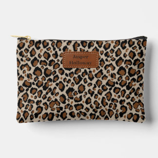 Bolsito Accesorio Pequeño Patrón de leopardo beige negro coñac marrón tu nom