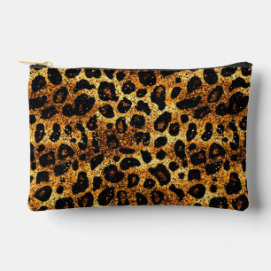 Bolsito Accesorio Pequeño Patrón de leopardo marrón dorado de lujo con brill