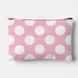 Bolsito Accesorio Pequeño Patrón de lunares grandes vintage blanco rosa past