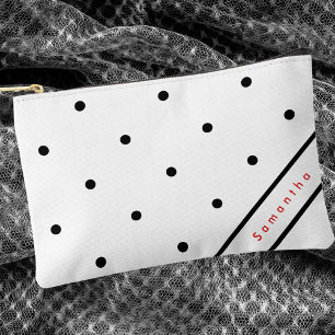 Bolsito Accesorio Pequeño Patrón de lunares negro simple moderno