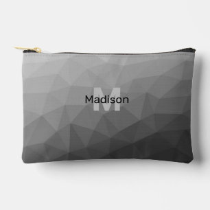 Bolsito Accesorio Pequeño Patrón de malla geométrica gris Monograma