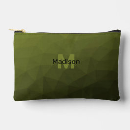Bolsito Accesorio Pequeño Patrón de malla geométrica verde militar Monograma