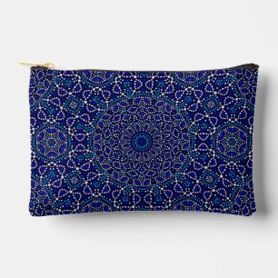 Bolsito Accesorio Pequeño Patrón de Mandala de Arte de Punto Azul Cubierto