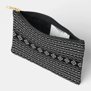 Bolsito Accesorio Pequeño Patrón de motivos mixtos azteca blanco gris negro