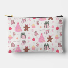 Bolsito Accesorio Pequeño Patrón de Navidades rosados