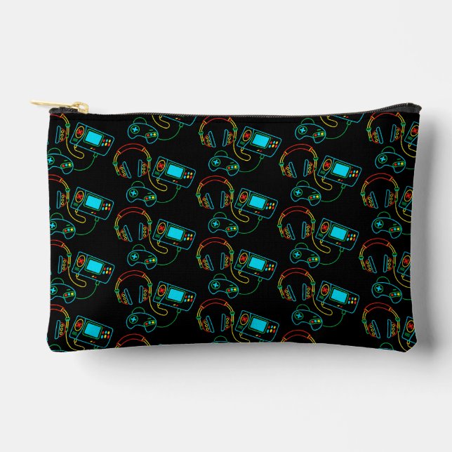 Bolsito Accesorio Pequeño Patrón de neón retro de gamer (Anverso)