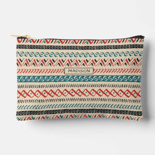 Bolsito Accesorio Pequeño Patrón de nombre personalizado mexicano/azteca (Anverso)