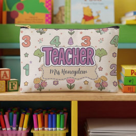 Bolsito Accesorio Pequeño Patrón de números de escuela de maestro púrpura 