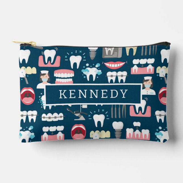 Bolsito Accesorio Pequeño Patrón de Oficinas de Clínicas Dentales (Anverso)