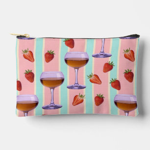 Bolsito Accesorio Pequeño Patrón de Pastel con Copas de Vino y Fresas