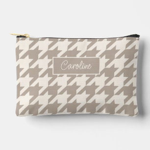 Bolsito Accesorio Pequeño Patrón de pata de gallo beige marfil taupe neutro