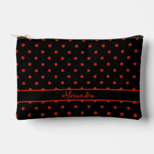 Bolsito Accesorio Pequeño Patrón de puntos polka rojo con nombre personaliza