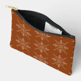 Bolsito Accesorio Pequeño Patrón de simetría de arte lineal boho indio marró