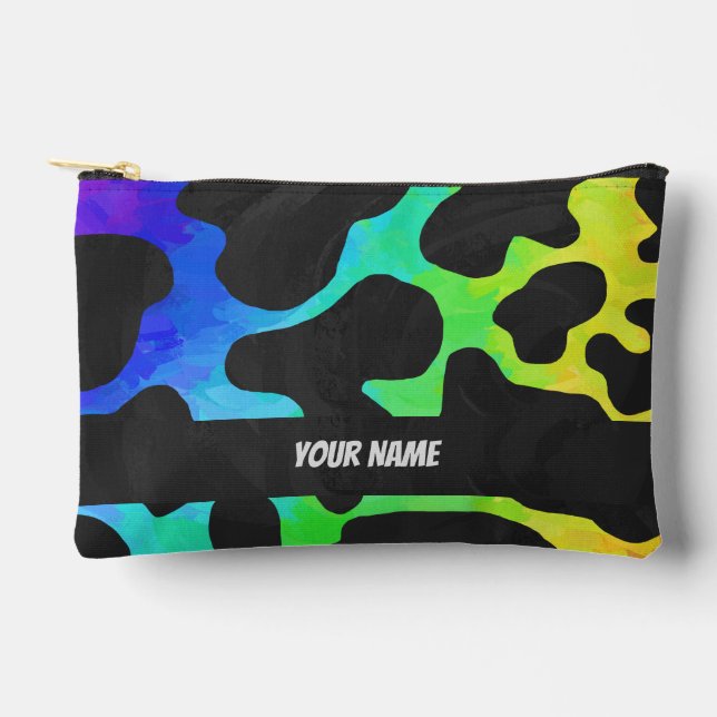 Bolsito Accesorio Pequeño Patrón de vaca arco iris (Anverso)