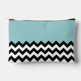 Bolsito Accesorio Pequeño Patrón de zigzag negro y blanco, chevron, azul