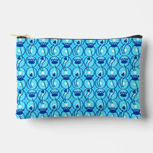 Bolsito Accesorio Pequeño Patrón egipcio Lotus, azul cobalto y turquesa