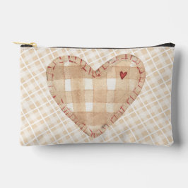 Bolsito Accesorio Pequeño Patrón escocés de la tierra Gran corazón Marrón be