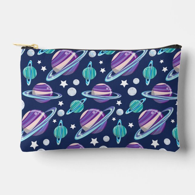Bolsito Accesorio Pequeño Patrón espacial, planetas, estrellas, galaxia, cos (Anverso)