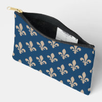 Patrón Fleur de Lis, francés real, crema en azul