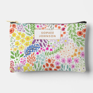Bolsito Accesorio Pequeño Patrón Floral Acuarela Bonito Personalizado