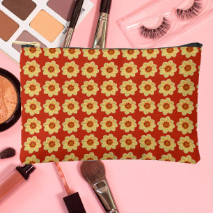 Bolsito Accesorio Pequeño Patrón floral Dahlia amarillo en rojo