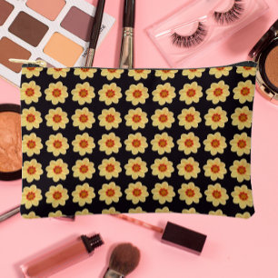 Bolsito Accesorio Pequeño Patrón floral de Dahlia amarillo en negro
