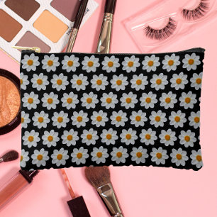 Bolsito Accesorio Pequeño Patrón floral de Dahlia blanca en negro