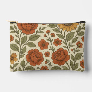 Bolsito Accesorio Pequeño Patrón Floral de Otoño Vintage – Botánica Rústica